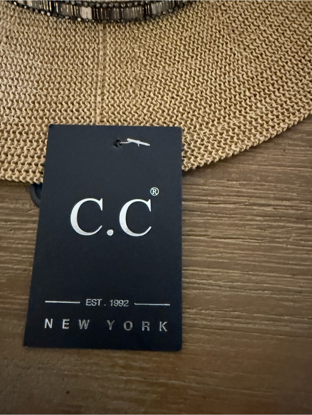 C.C Natural Brown Straw Fedora Hat with Beaded Band - Picture 4 of 4